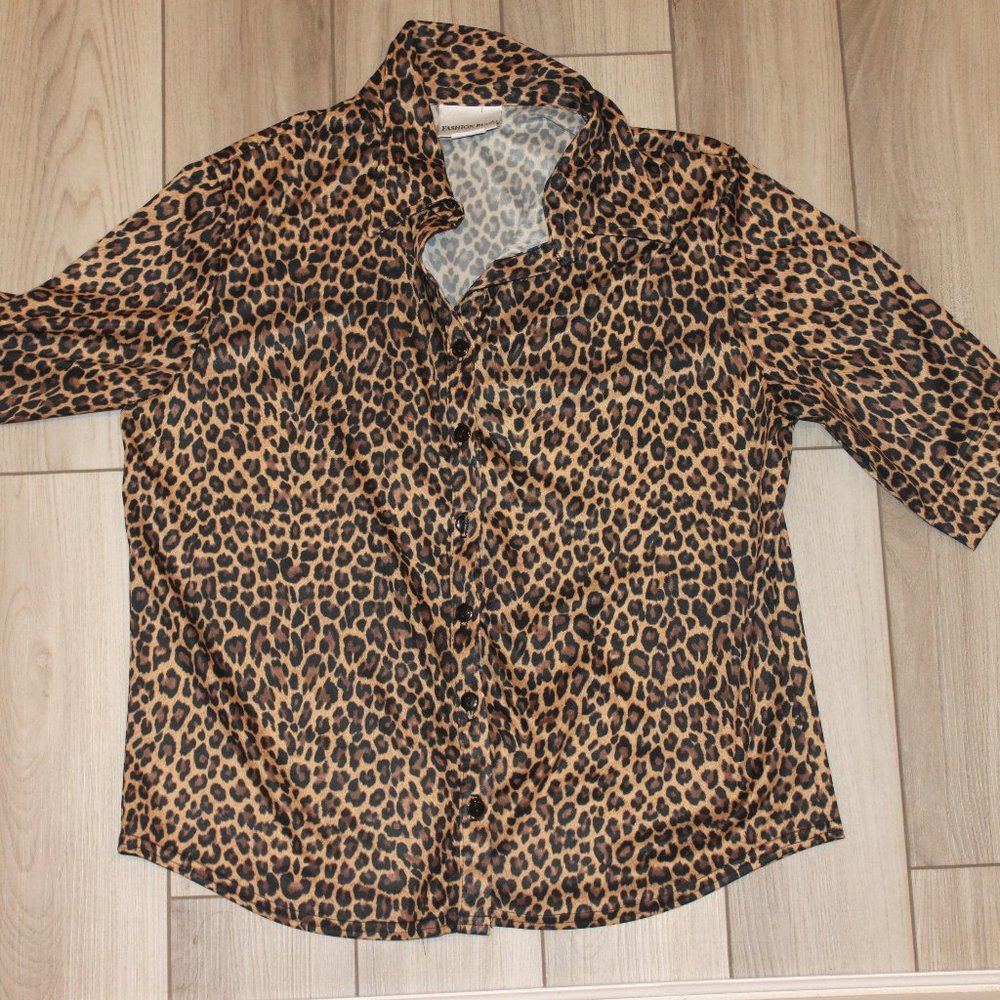 Animal Print Button Down Blouse